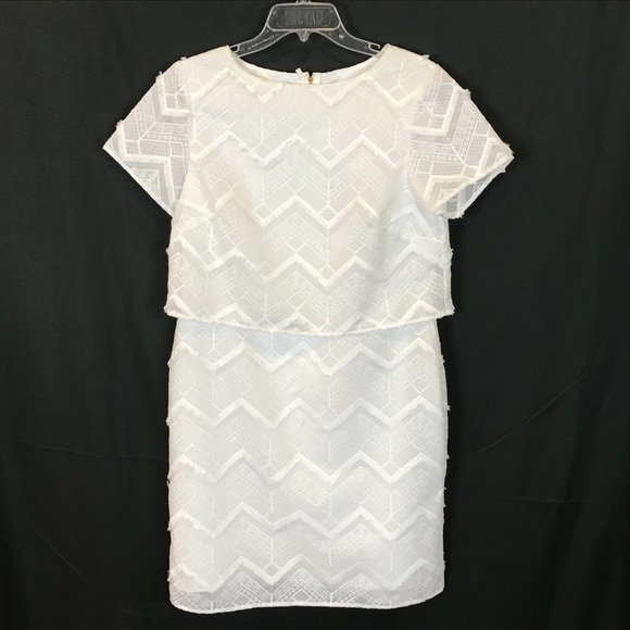 NWT Womens Size 10 Sail To Sable Chevron Fringe Tone-on-Tone Sheath Mini Dress - Picture 2 of 5